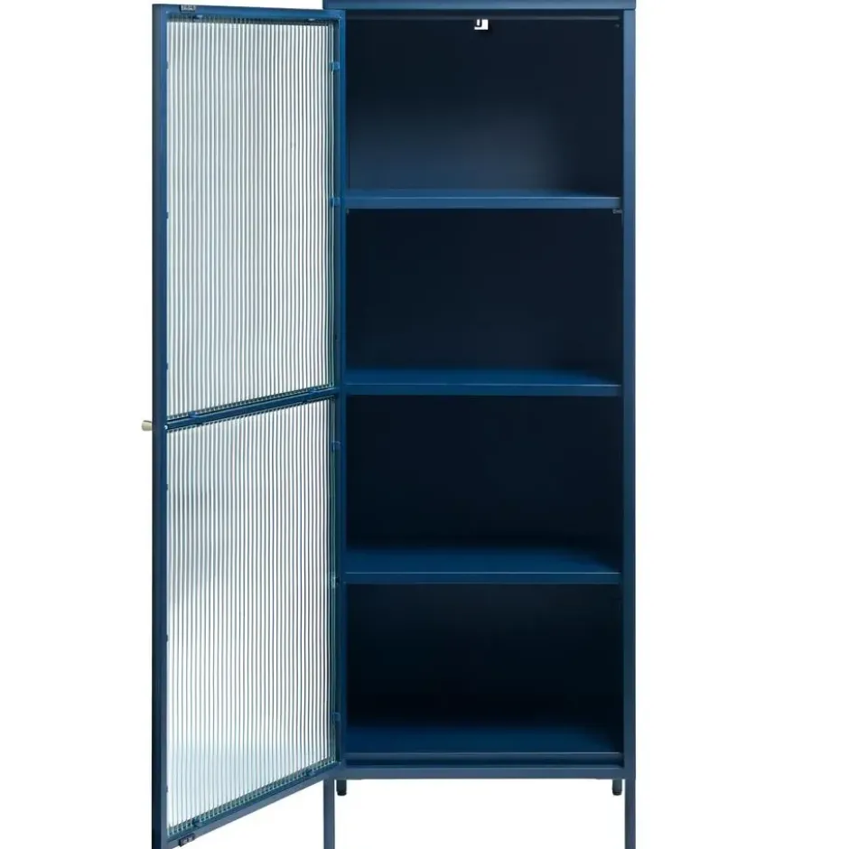 Vitrinekast Blauw - 40x58x160cm - Metaal - Kast Bronco