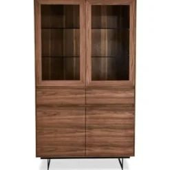 Vitrinekast190cm - Bruin Eikenhout - 110x45x190cm