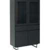 Vitrinekast190cm - Zwart Eikenhout - 110x45x190cm