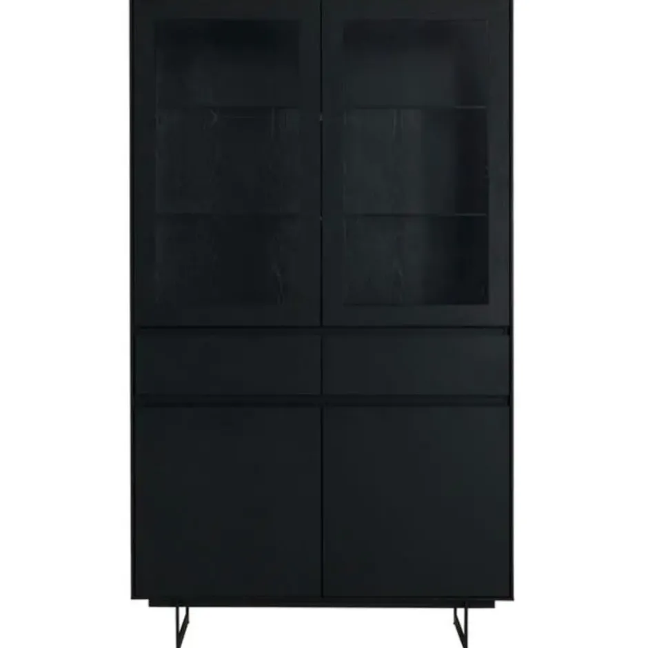 Vitrinekast190cm - Zwart Eikenhout - 110x45x190cm