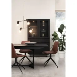 Vitrinekast190cm - Zwart Eikenhout - 110x45x190cm