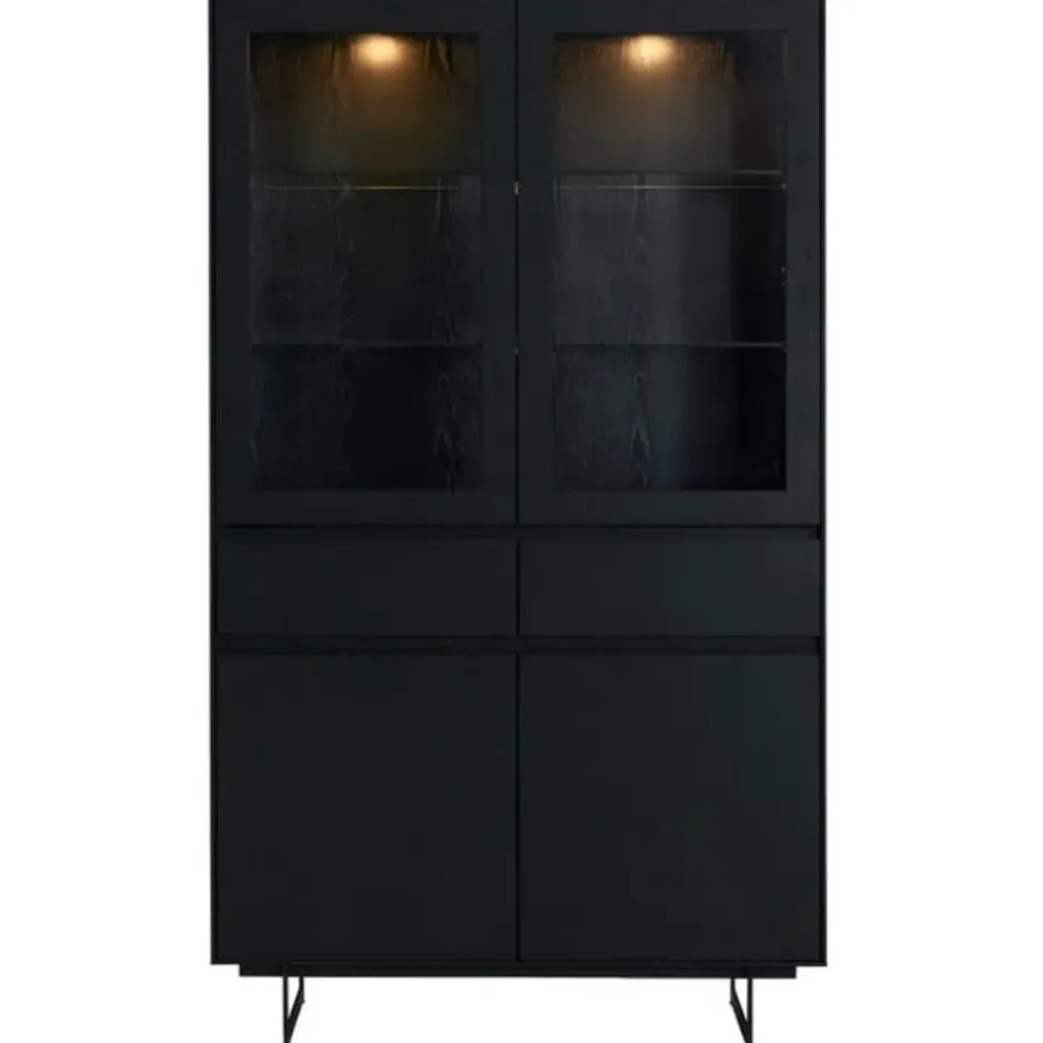 Vitrinekast190cm - Zwart Eikenhout - 110x45x190cm