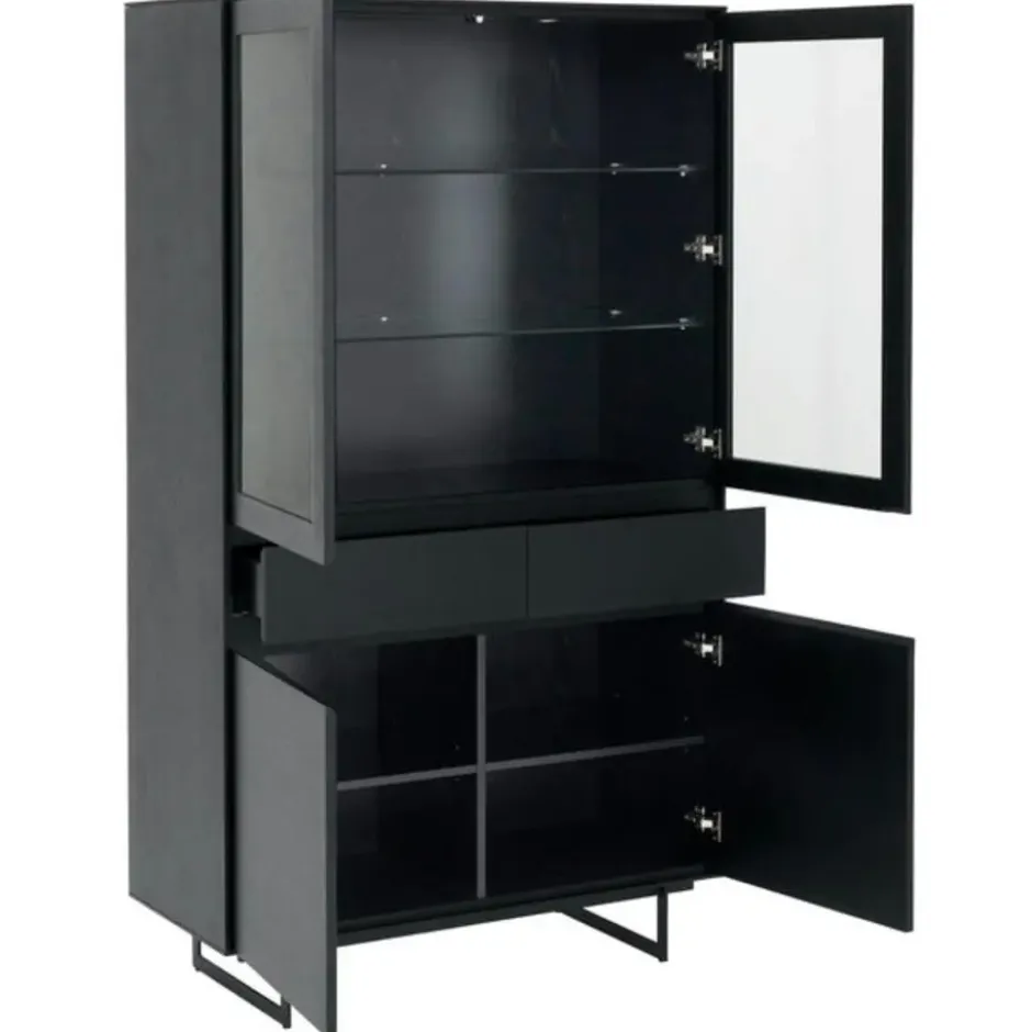 Vitrinekast190cm - Zwart Eikenhout - 110x45x190cm