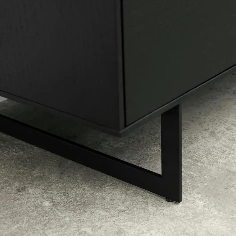 Vitrinekast190cm - Zwart Eikenhout - 110x45x190cm