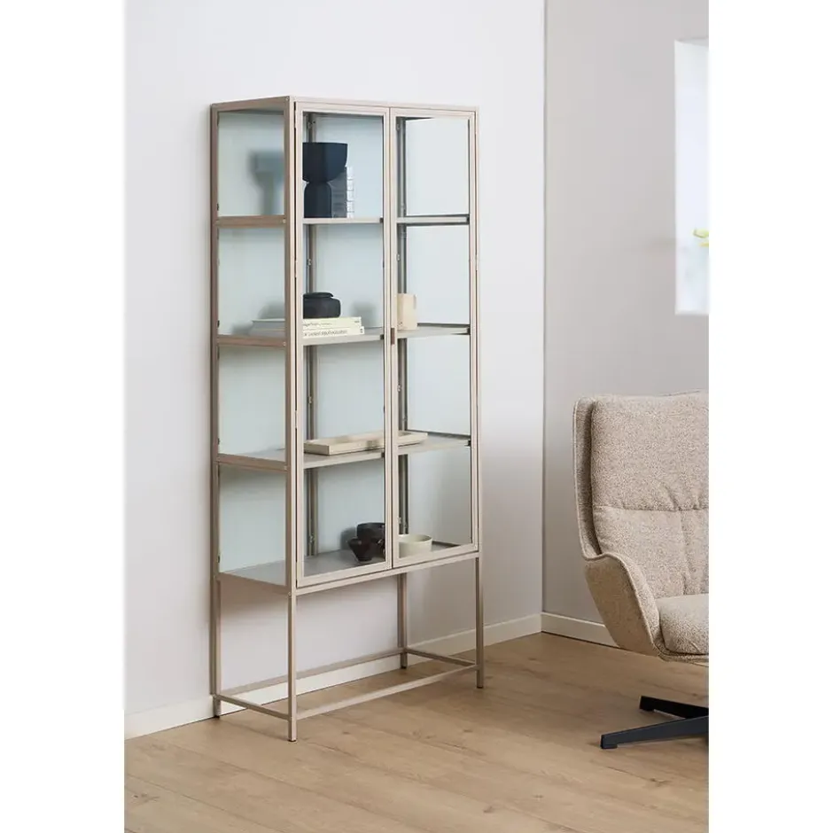 Vitrinekast - Grijs - 77x35x186cm - Varven