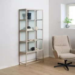 Vitrinekast - Grijs - 77x35x186cm - Varven