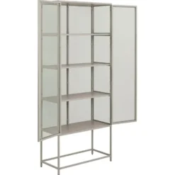 Vitrinekast - Grijs - 77x35x186cm - Varven