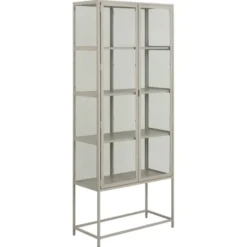 Vitrinekast - Grijs - 77x35x186cm - Varven