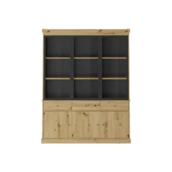 Vitrinekast MARSORIA - 172.5 cmx39.6 cmx217.8 cm - Zwart Natuurlijk licht Glas