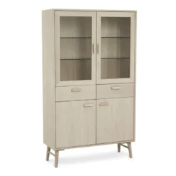 Vitrinekast met Glas - Licht Eiken - Eikenhout - 110x40x187cm