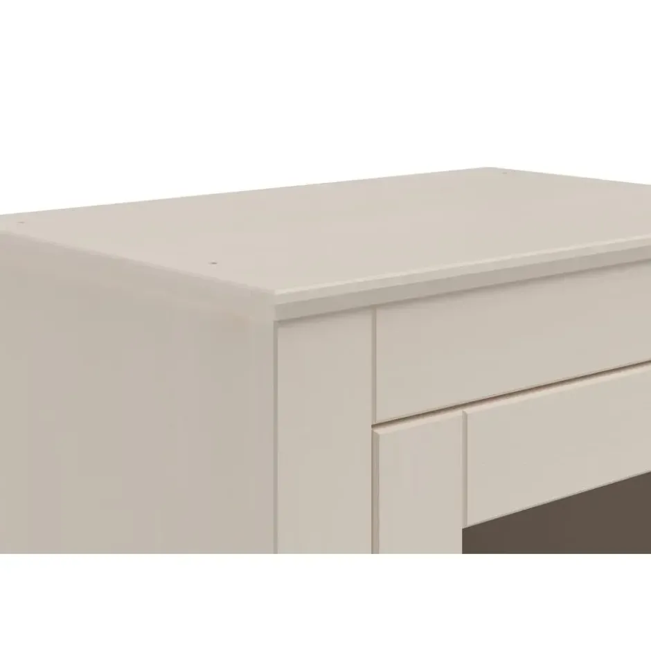 Vitrinekast Mille met deuren en lade – massief grenen – wit