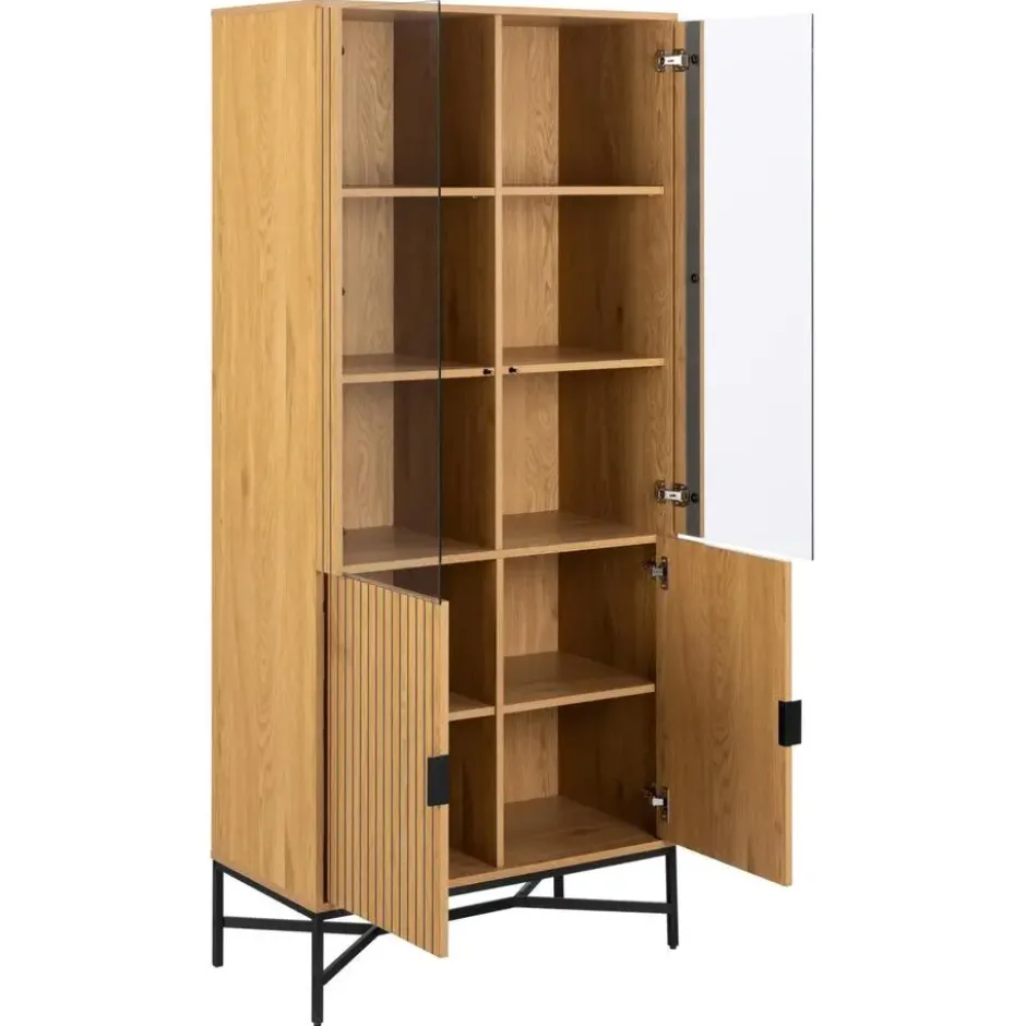 Vitrinekast Naturel Eikenlook - 80x40x180cm - Juna