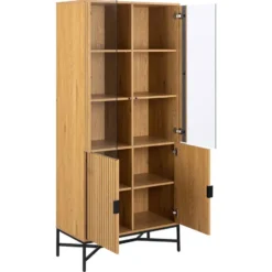 Vitrinekast Naturel Eikenlook - 80x40x180cm - Juna