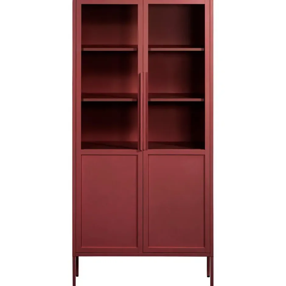 Vitrinekast Renee - steenrood- 210x100x40 cm