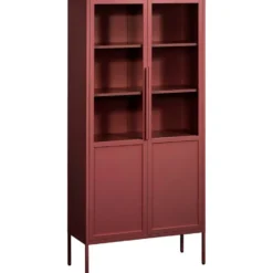Vitrinekast Renee - steenrood- 210x100x40 cm