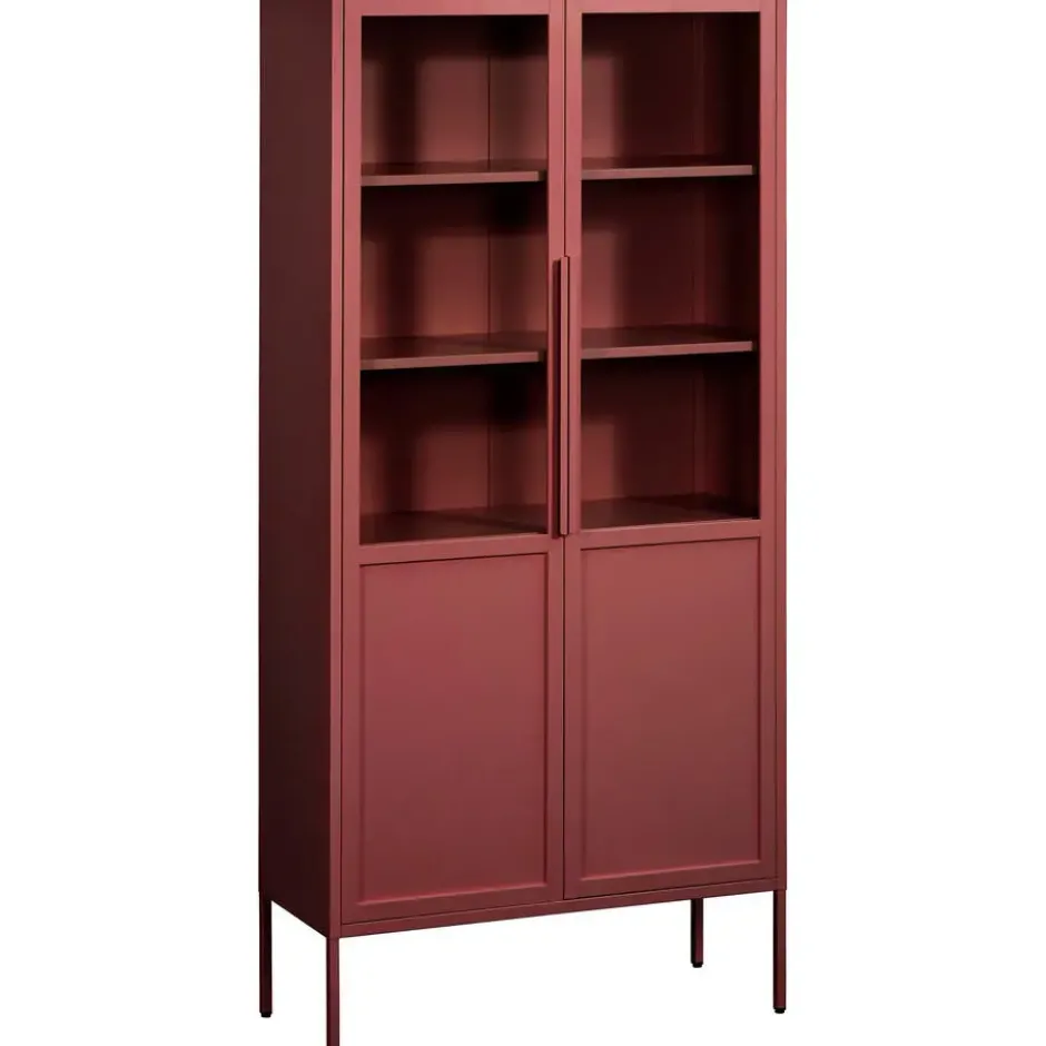 Vitrinekast Renee - steenrood- 210x100x40 cm