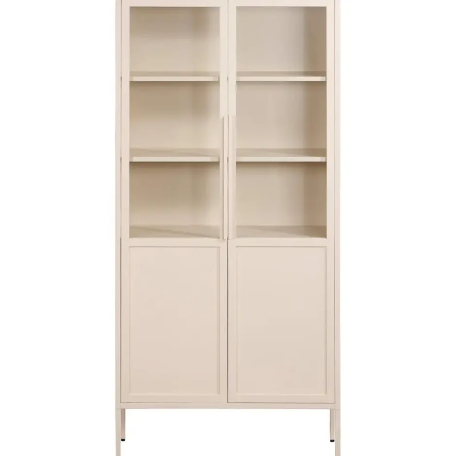 Vitrinekast Renee - taupe - 210x100x40 cm