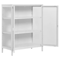 Vitrinekast Wit Metaal - 2 Deuren - 80x40x101cm - Brisbane