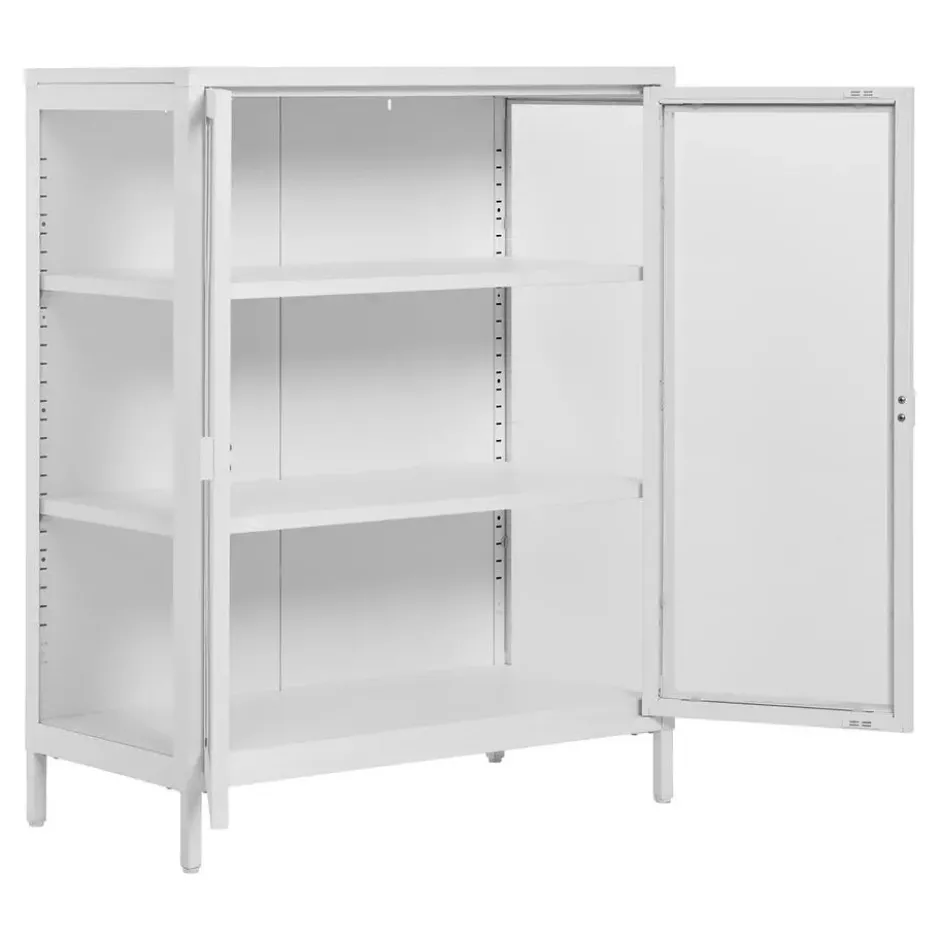 Vitrinekast Wit Metaal - 2 Deuren - 80x40x101cm - Brisbane
