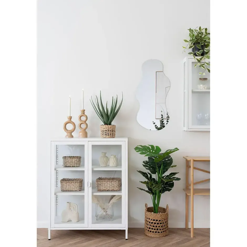 Vitrinekast Wit Metaal - 2 Deuren - 80x40x101cm - Brisbane