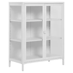 Vitrinekast Wit Metaal - 2 Deuren - 80x40x101cm - Brisbane