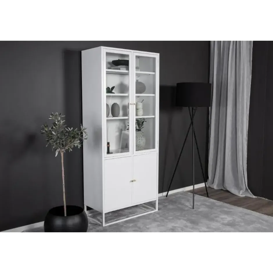 Vitrinekast Wit Staal - 80x40,5x190cm - Bakal