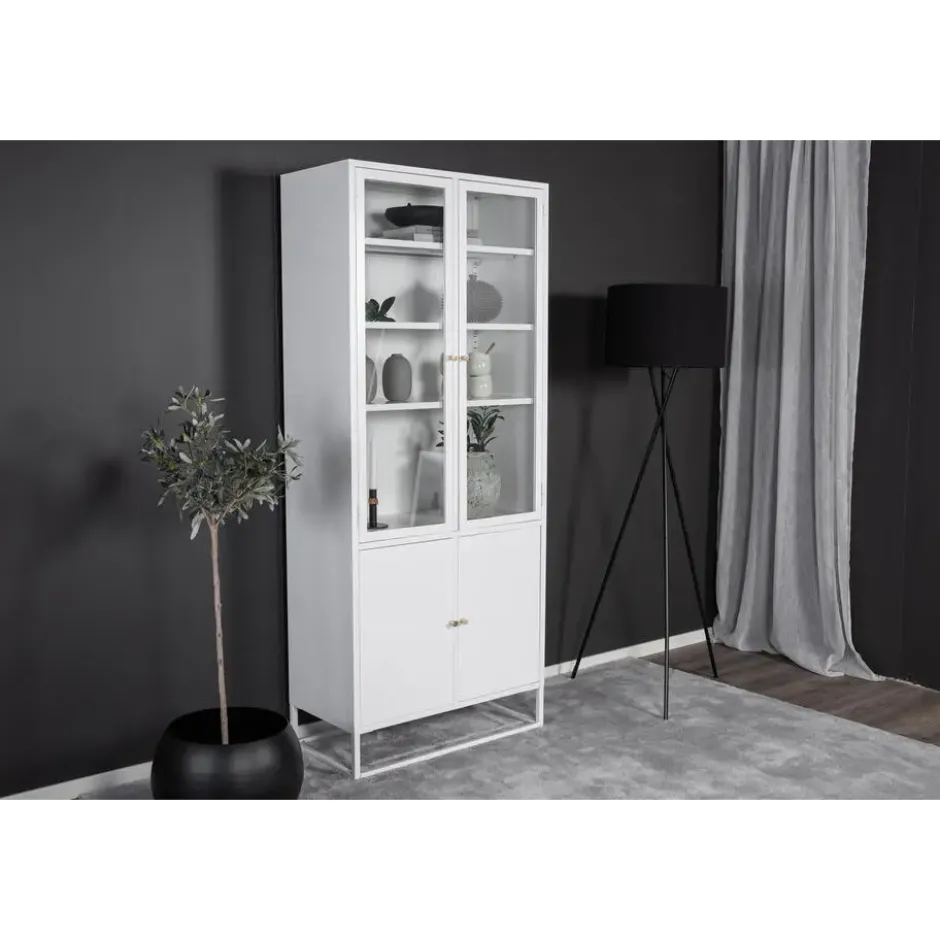 Vitrinekast Wit Staal - 80x40,5x190cm - Bakal