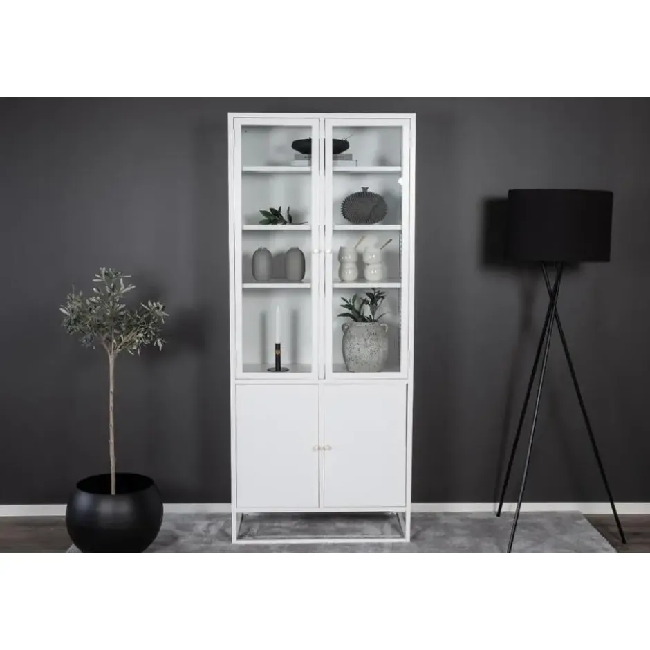 Vitrinekast Wit Staal - 80x40,5x190cm - Bakal