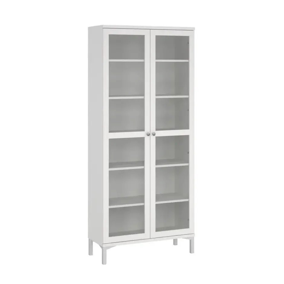 Vitrinekast Wit - 90x40x200cm - Roma