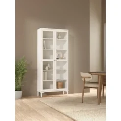 Vitrinekast Wit - 90x40x200cm - Roma
