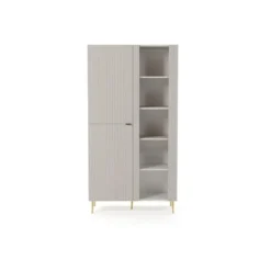 Vitrinekast YESINIA - 100 cmx44.8 cmx189 cm - Beige Glas Hout paneel