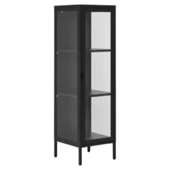 Vitrinekast Zwart Metaal - 1 Deur - 40x35x140cm - Brisbane