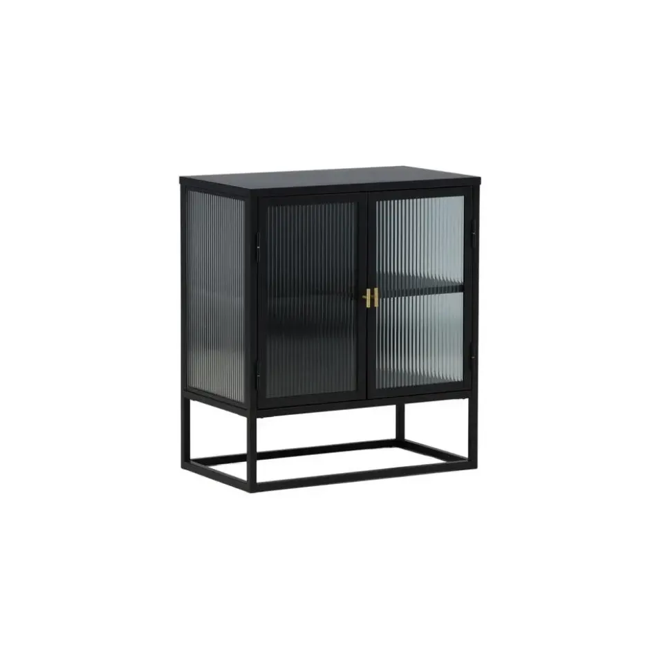 Vitrinekast Zwart Staal - 70x40x80cm - Garis