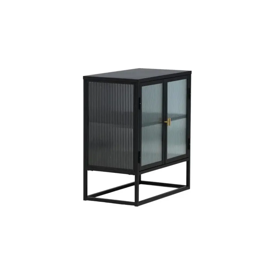 Vitrinekast Zwart Staal - 70x40x80cm - Garis