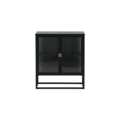 Vitrinekast Zwart Staal - 70x40x80cm - Garis