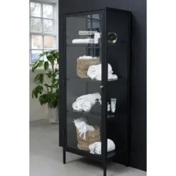 Vitrinekast Zwart - 40x57,5x160cm - Metaal - Kast Carmel