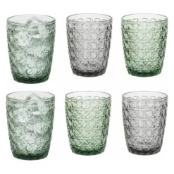 Vivalto Drinkglazen Fantasy - groen/grijs - 6x - 290 ml