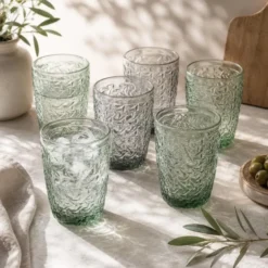 Vivalto Drinkglazen Fantasy - groen/grijs - 6x - 290 ml
