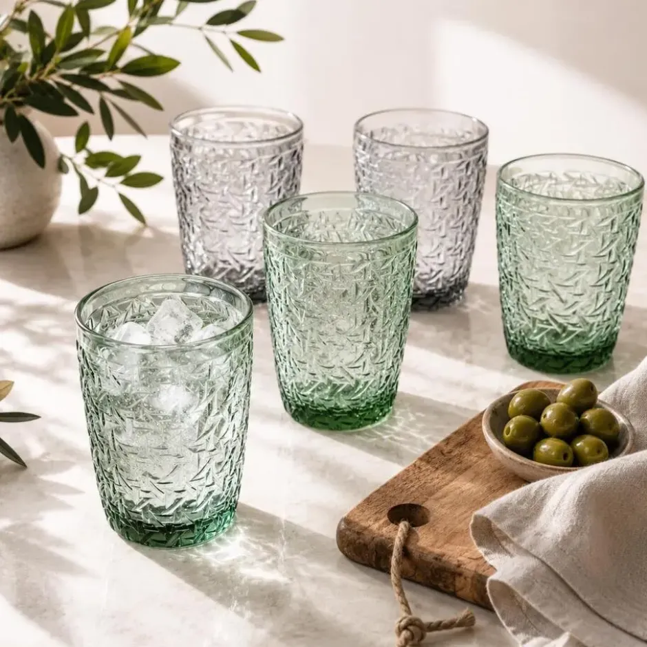 Vivalto Drinkglazen Fantasy - groen/grijs - 6x - 290 ml