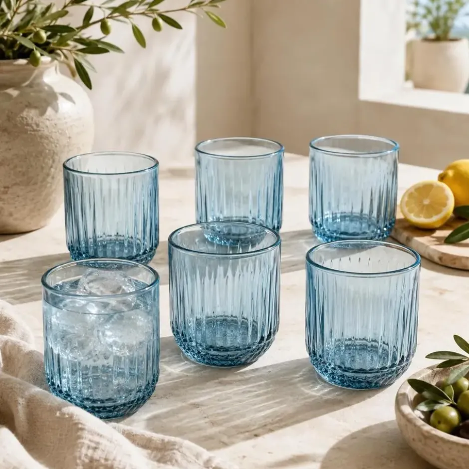 Vivalto Drinkglazen Sevilla - blauw - 6x - 275 ml
