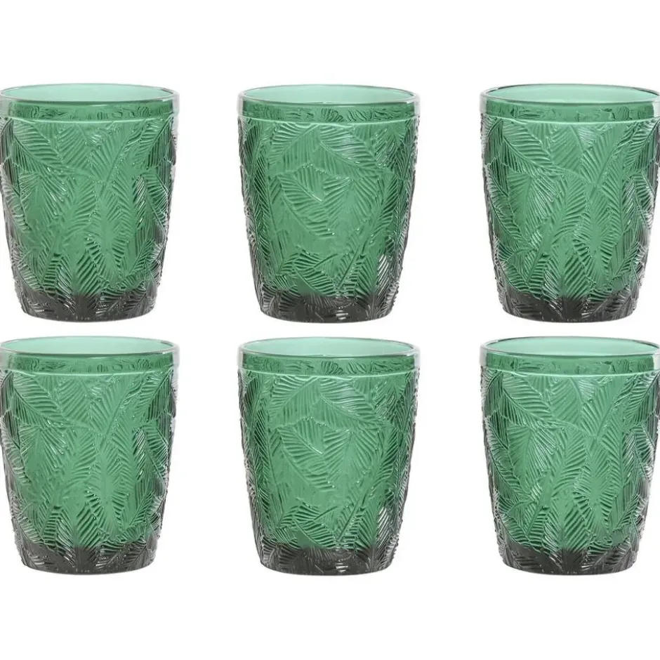Vivalto Drinkglazen Tropical Palms - groen - 6x - 300 ml