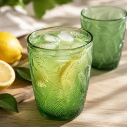 Vivalto Drinkglazen Tropical Palms - groen - 6x - 300 ml