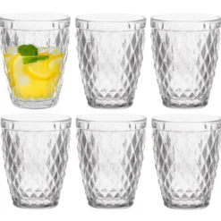 Vivalto Drinkglazen/waterglazen Diamonds - glas - 6x - 250 ml