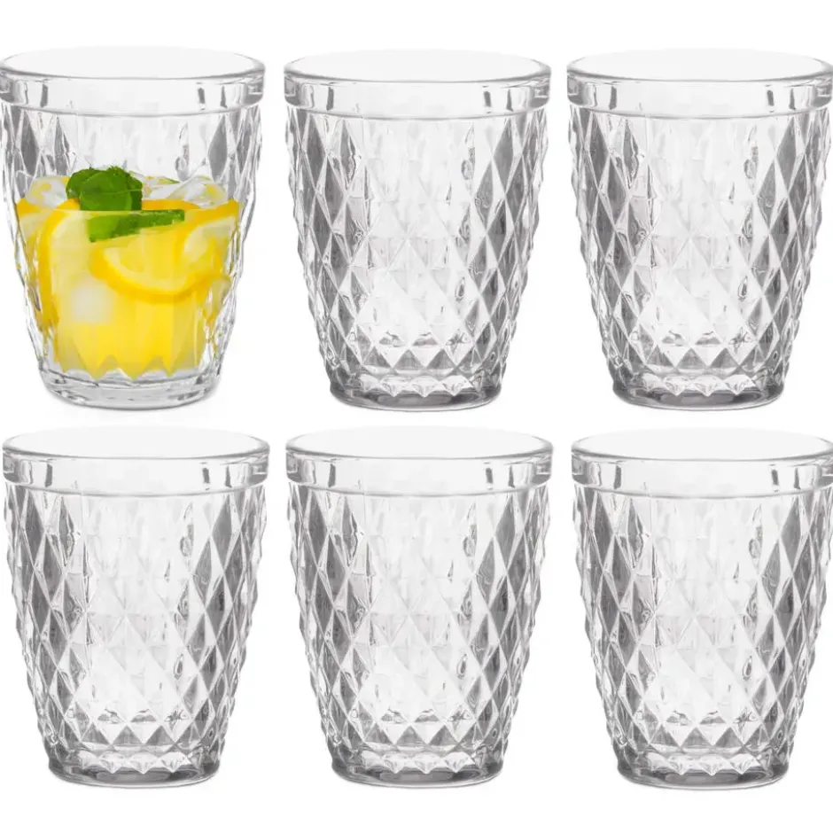 Vivalto Drinkglazen/waterglazen Diamonds - glas - 6x - 250 ml