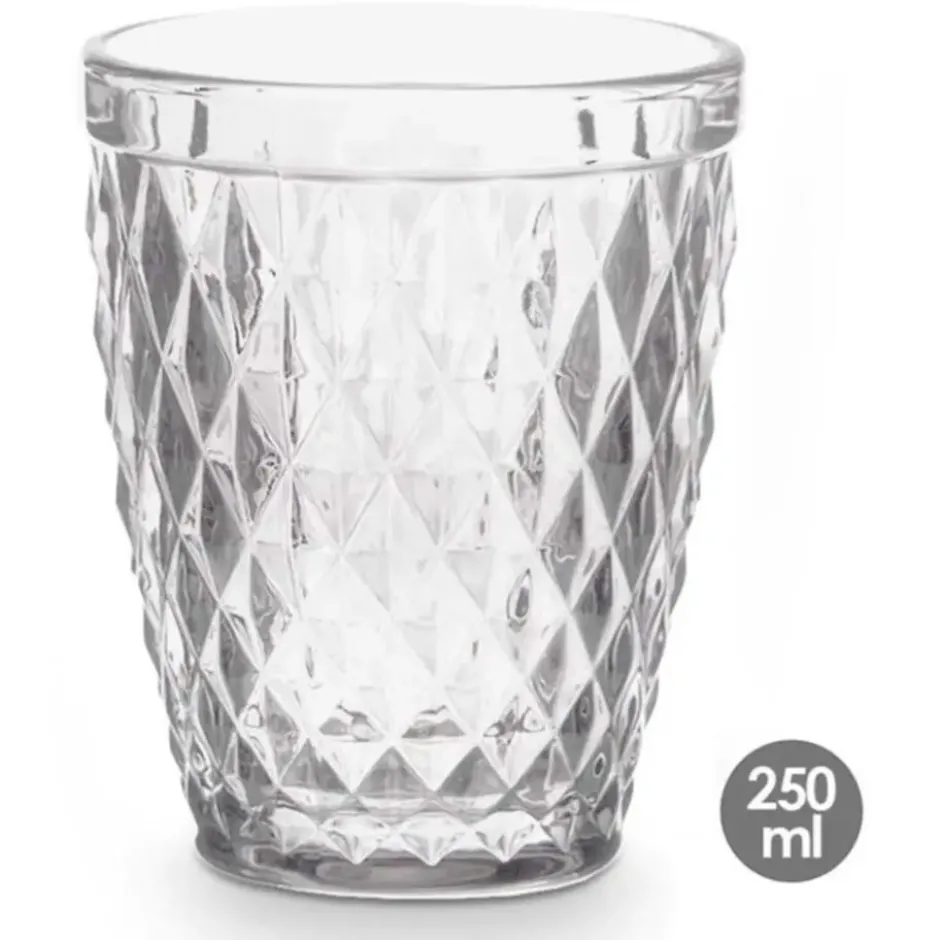 Vivalto Drinkglazen/waterglazen Diamonds - glas - 6x - 250 ml