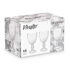 Vivalto Drinkglazen/waterglazen Diamonds - glas - 6x - 250 ml