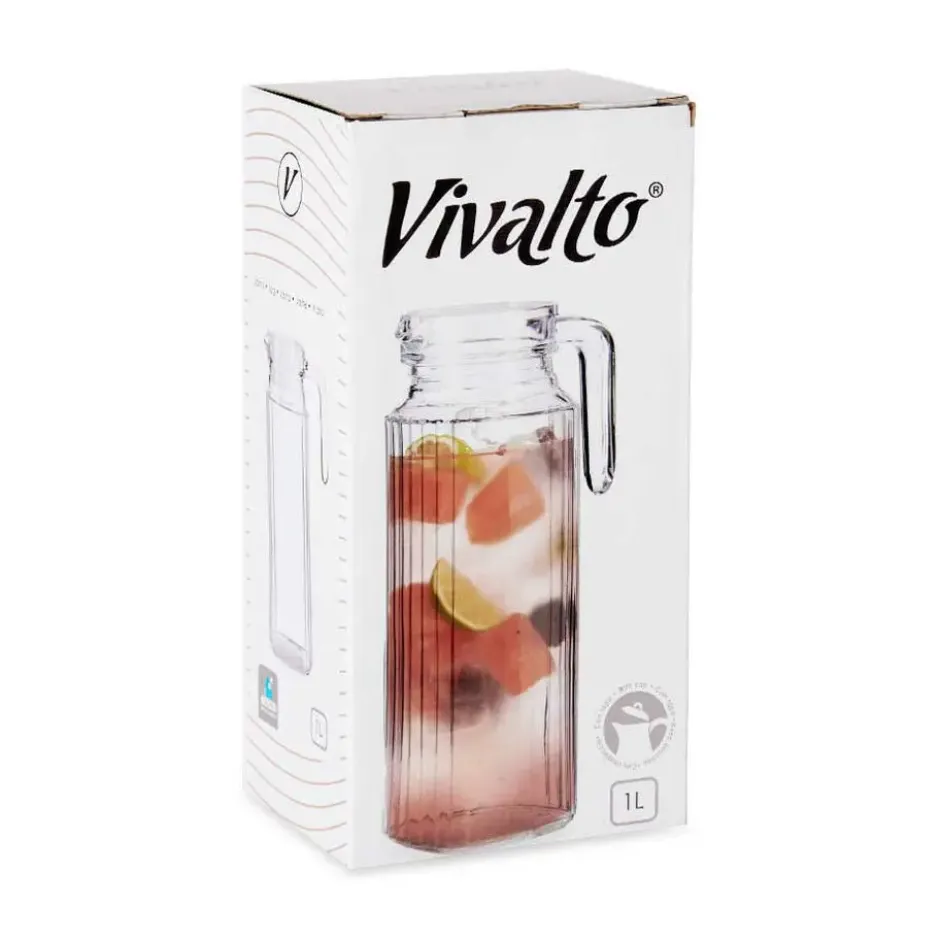 Vivalto schenkkan/water/wijn karaf - glas - transparant - 1000 ml