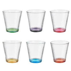 Vivalto Waterglazen/drinkglazen - 6x - kleurenmix - 310 ml - 9 cm