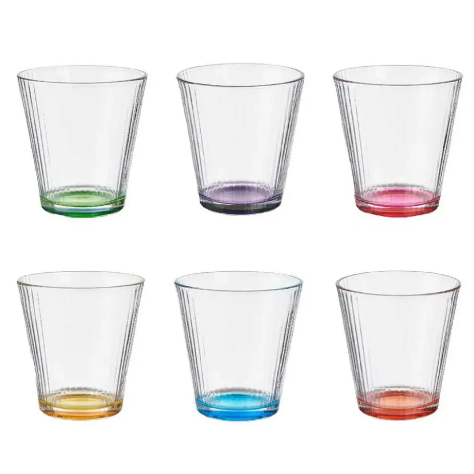 Vivalto Waterglazen/drinkglazen - 6x - kleurenmix - 310 ml - 9 cm
