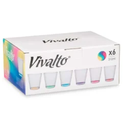 Vivalto Waterglazen/drinkglazen - 6x - kleurenmix - 310 ml - 9 cm